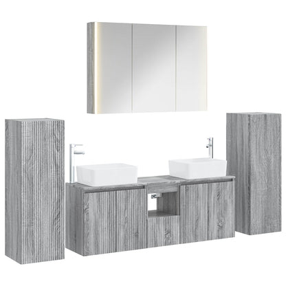 Set di mobili per il bagno 6 pz Sonoma grigio | homemem39