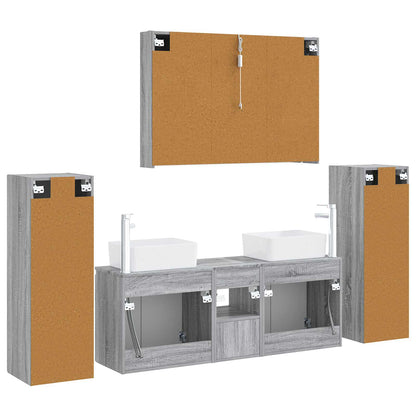Set di mobili per il bagno 6 pz Sonoma grigio | homemem39