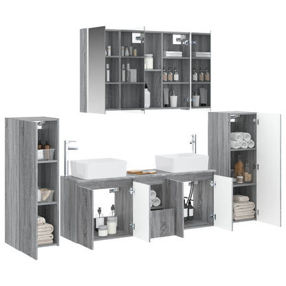 Set di mobili per il bagno 6 pz Sonoma grigio | homemem39