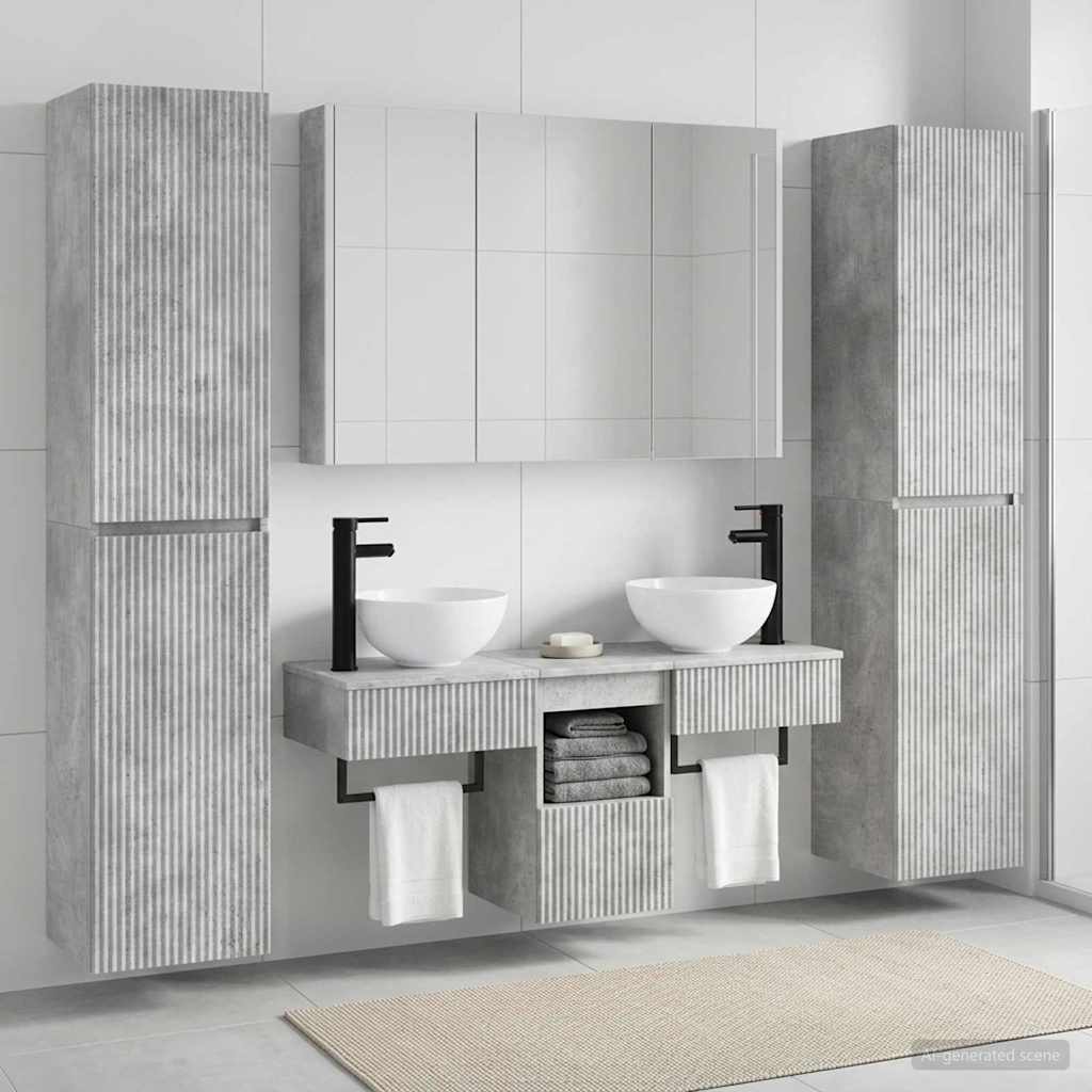 Set di mobili per il bagno 6 pz Grigio Cemento | homemem39