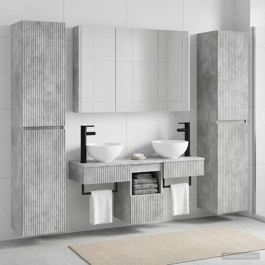 Set di mobili per il bagno 6 pz Grigio Cemento | homemem39