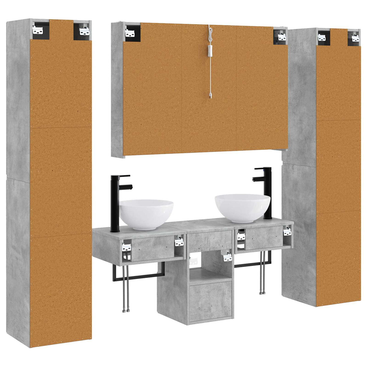 Set di mobili per il bagno 6 pz Grigio Cemento | homemem39