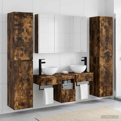 Set di mobili per il bagno 6 pz Rovere Fumo | homemem39