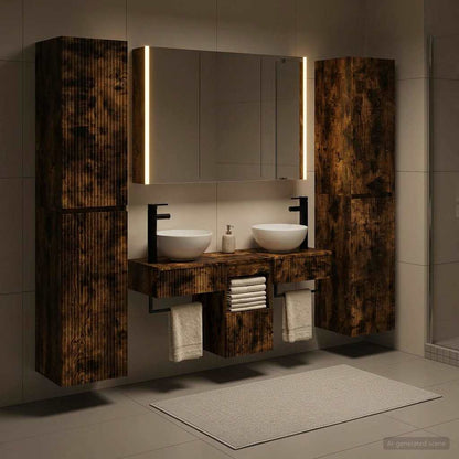 Set di mobili per il bagno 6 pz Rovere Fumo | homemem39