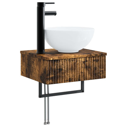 Set di mobili per il bagno 6 pz Rovere Fumo | homemem39
