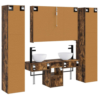 Set di mobili per il bagno 6 pz Rovere Fumo | homemem39