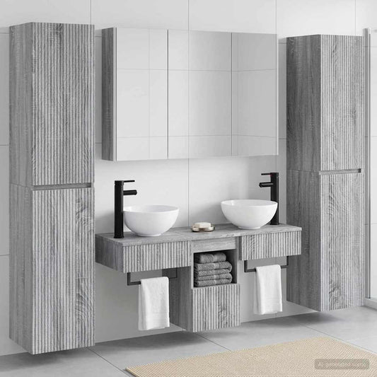 Set di mobili per il bagno 6 pz Sonoma grigio | homemem39