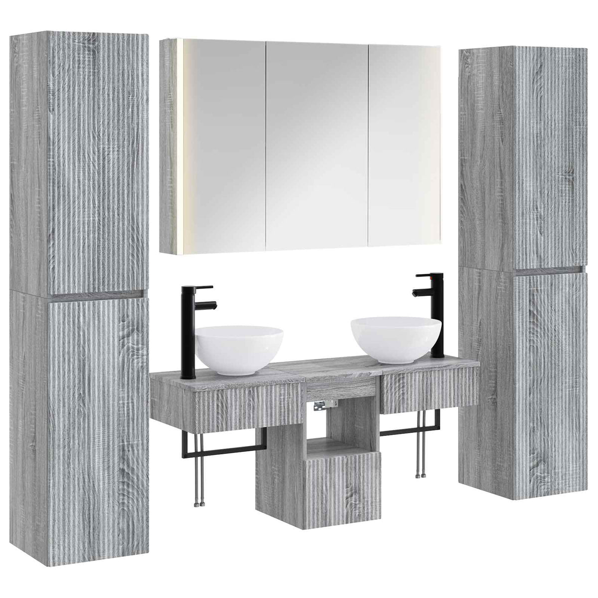 Set di mobili per il bagno 6 pz Sonoma grigio | homemem39