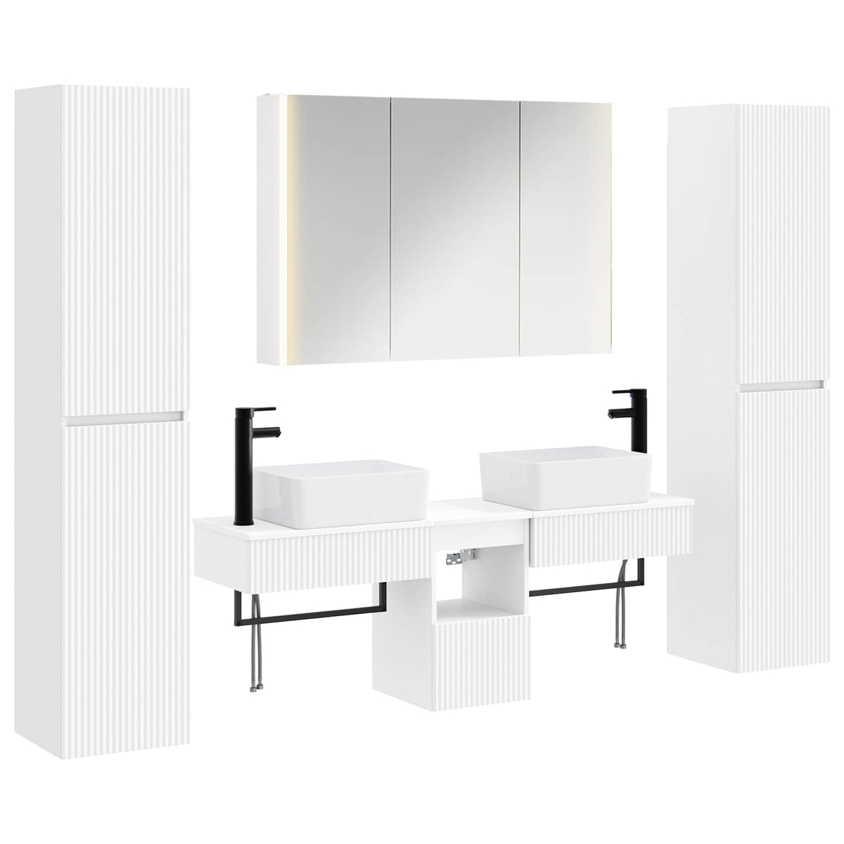 Set di mobili per il bagno 6 pz Bianco | homemem39