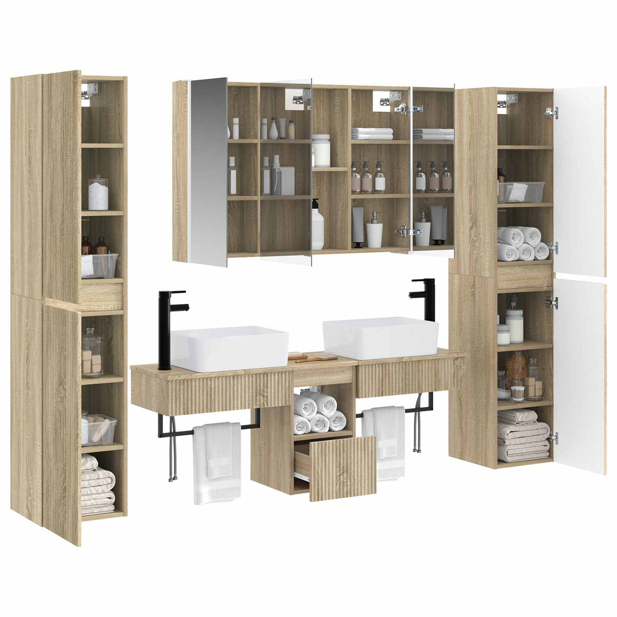 Set di mobili per il bagno 6 pz Rovere Sonoma | homemem39