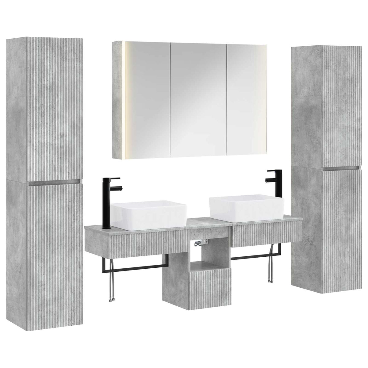 Set di mobili per il bagno 6 pz Grigio Cemento | homemem39
