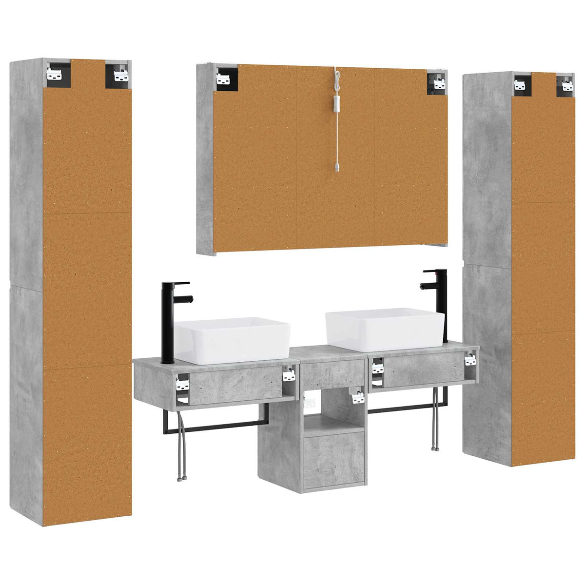 Set di mobili per il bagno 6 pz Grigio Cemento | homemem39