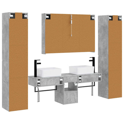 Set di mobili per il bagno 6 pz Grigio Cemento | homemem39
