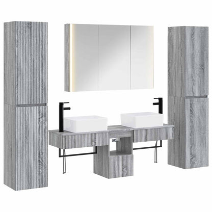 Set di mobili per il bagno 6 pz Sonoma grigio | homemem39