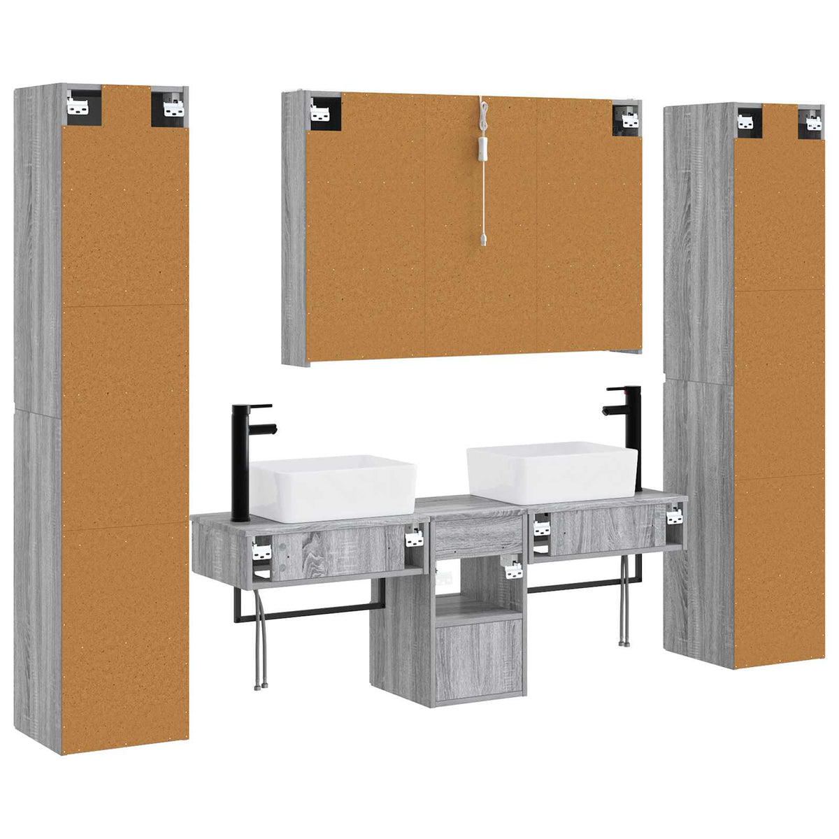 Set di mobili per il bagno 6 pz Sonoma grigio | homemem39