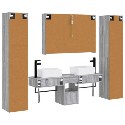 Set di mobili per il bagno 6 pz Sonoma grigio | homemem39