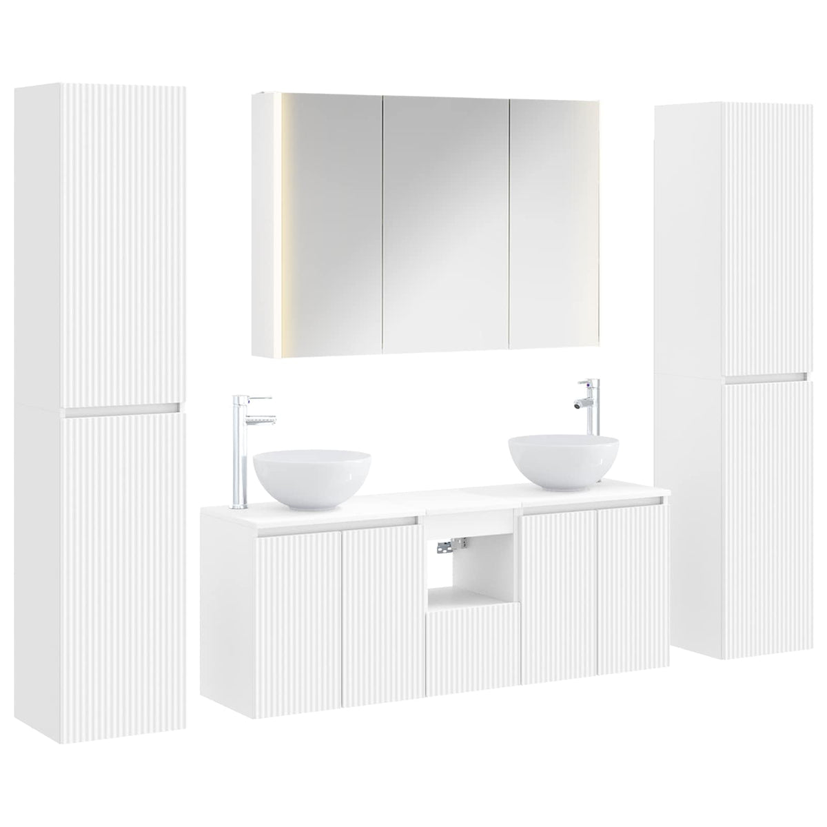Set di mobili per il bagno 6 pz Bianco | homemem39