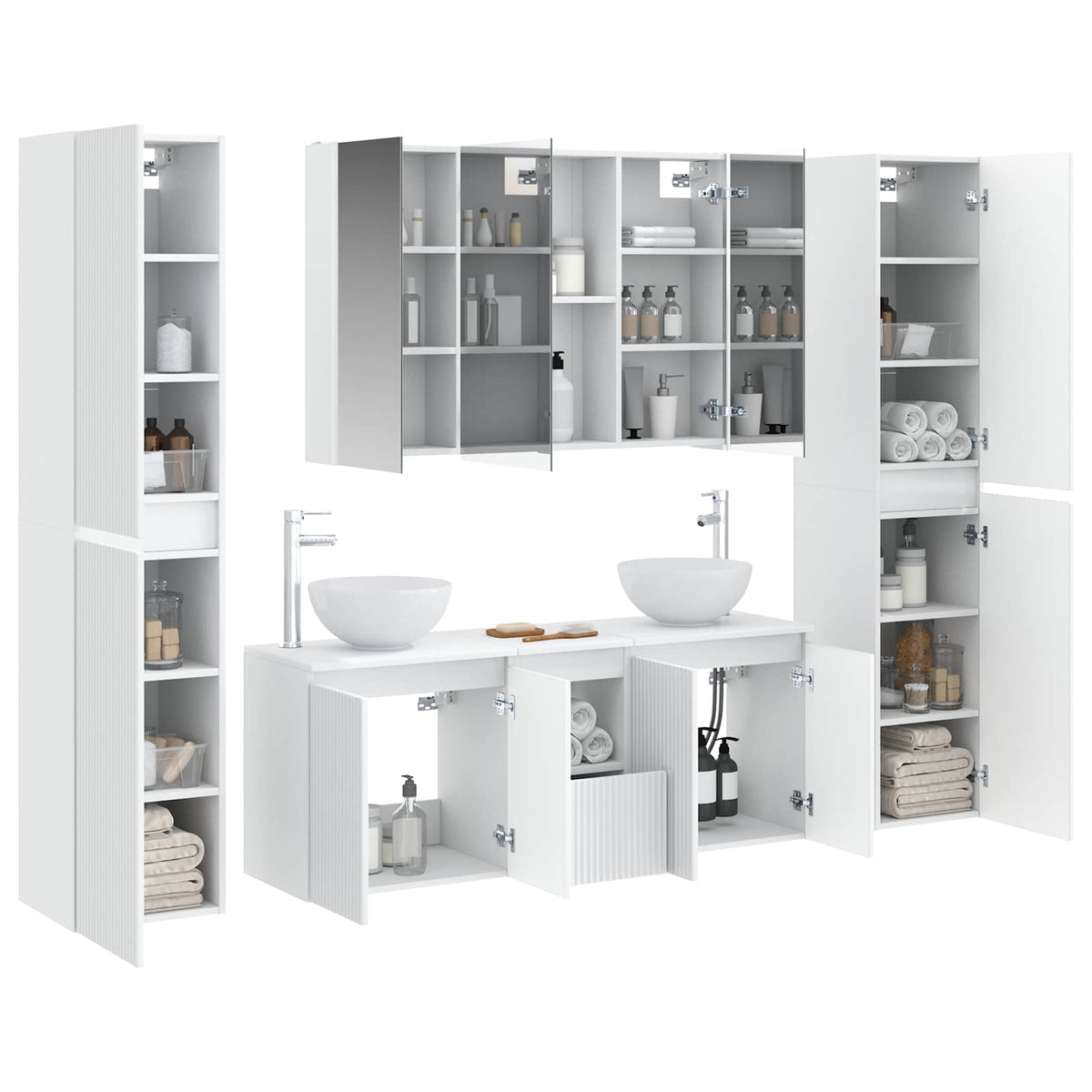 Set di mobili per il bagno 6 pz Bianco | homemem39