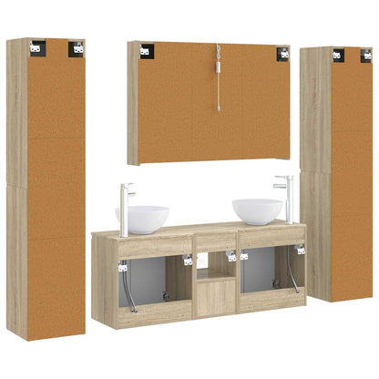 Set di mobili per il bagno 6 pz Rovere Sonoma | homemem39