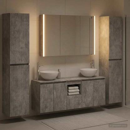 Set di mobili per il bagno 6 pz Grigio Cemento | homemem39