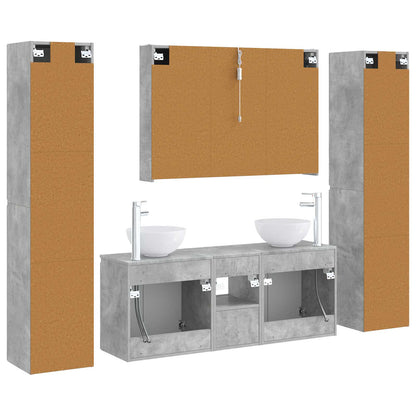 Set di mobili per il bagno 6 pz Grigio Cemento | homemem39