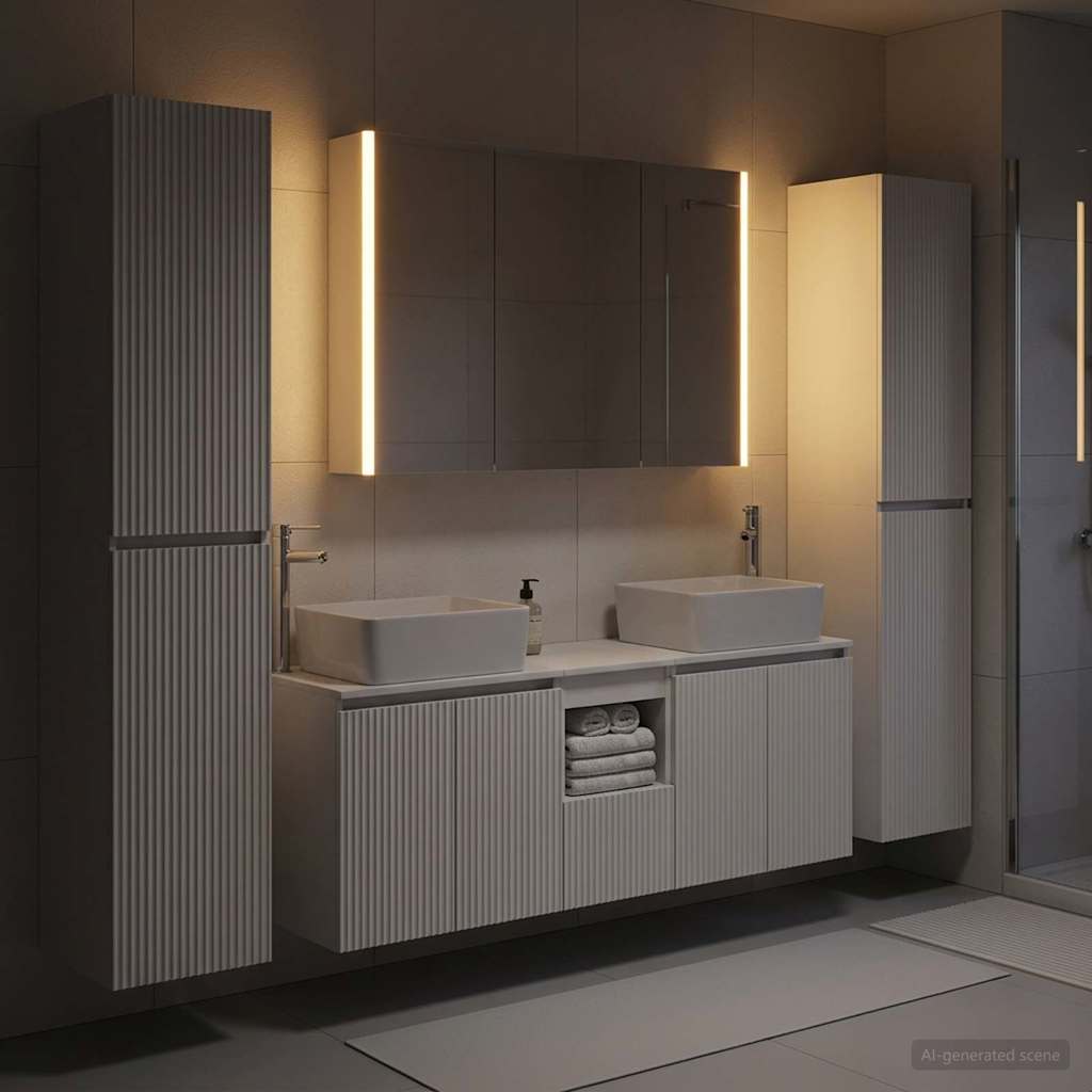 Set di mobili per il bagno 6 pz Bianco | homemem39
