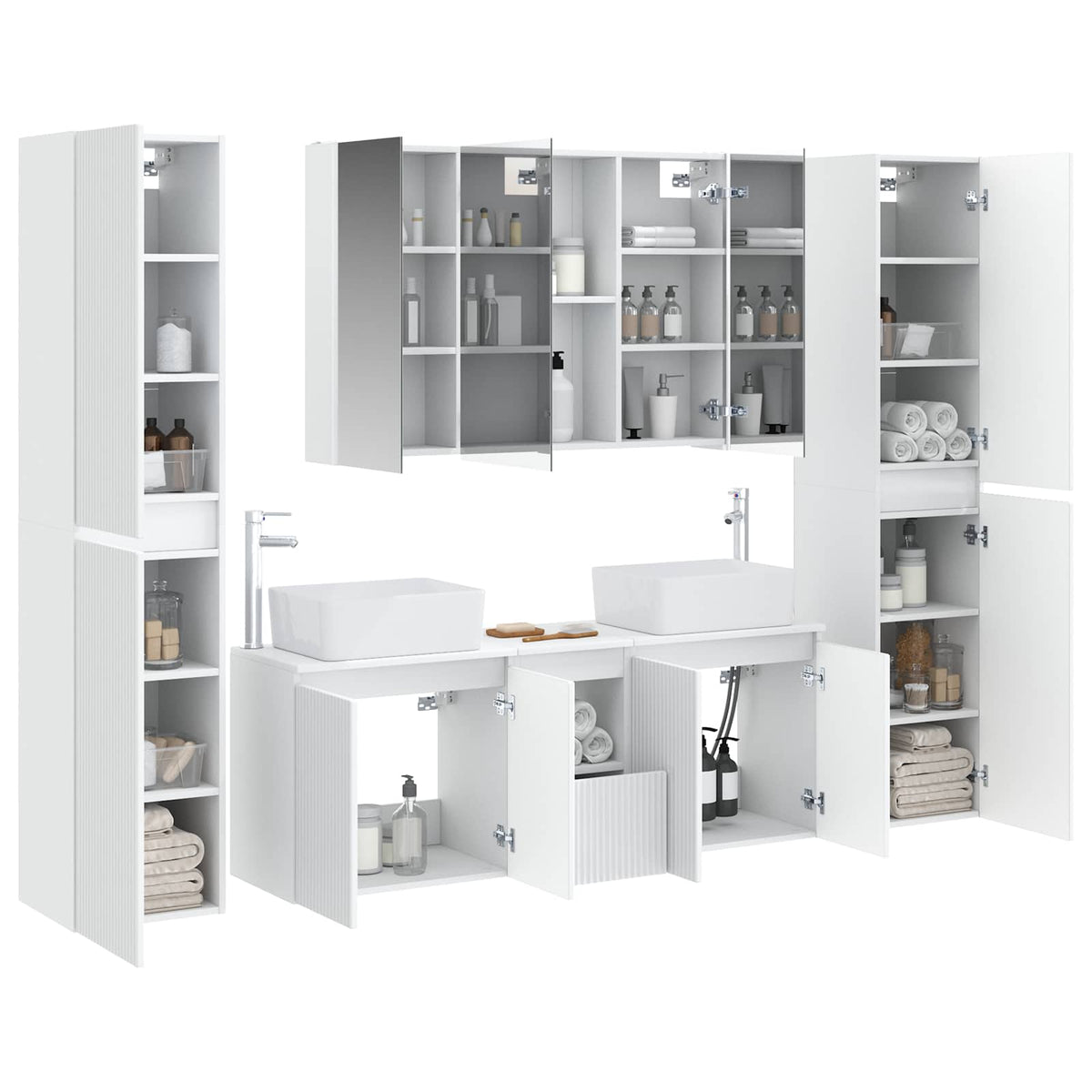Set di mobili per il bagno 6 pz Bianco | homemem39
