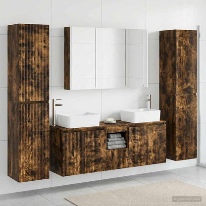 Set di mobili per il bagno 6 pz Rovere Fumo