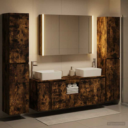 Set di mobili per il bagno 6 pz Rovere Fumo
