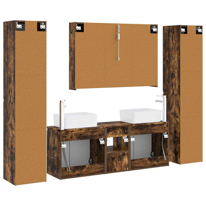 Set di mobili per il bagno 6 pz Rovere Fumo | homemem39