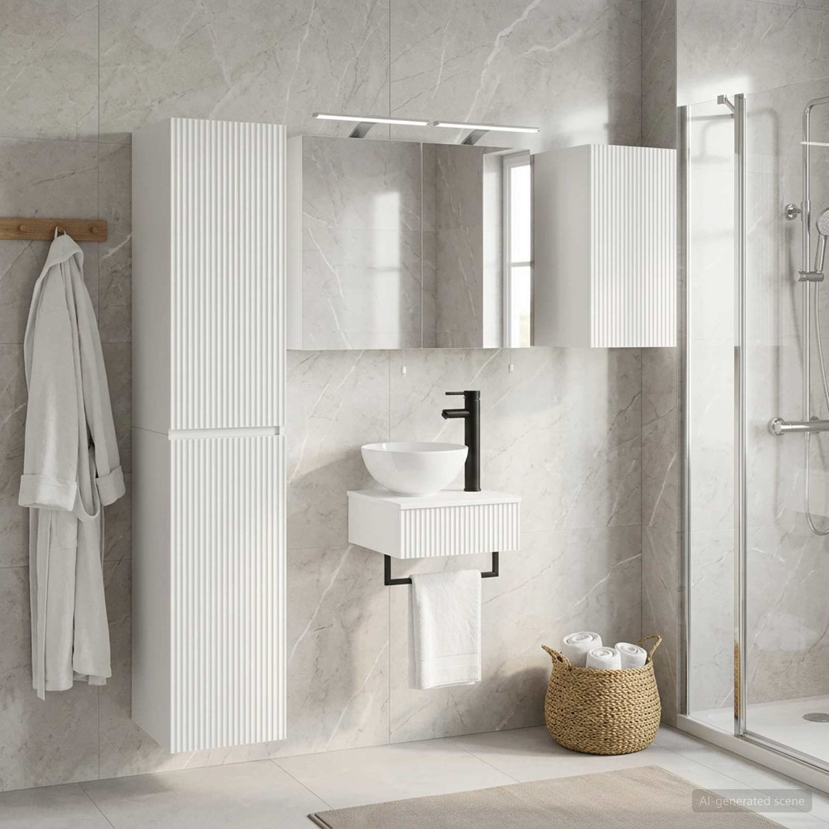 Set di mobili per il bagno 5 pz Bianco | homemem39