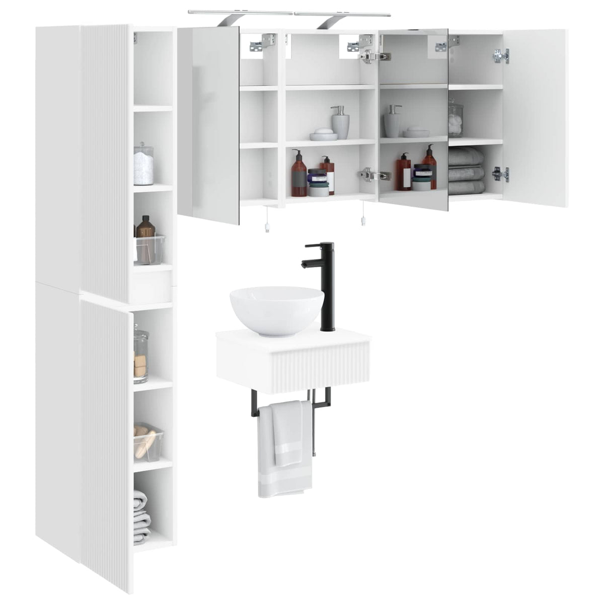 Set di mobili per il bagno 5 pz Bianco | homemem39