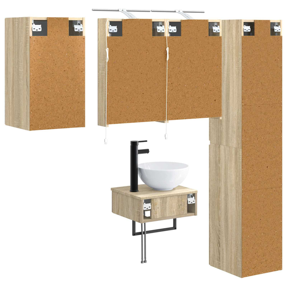 Set di mobili per il bagno 5 pz Rovere Sonoma | homemem39