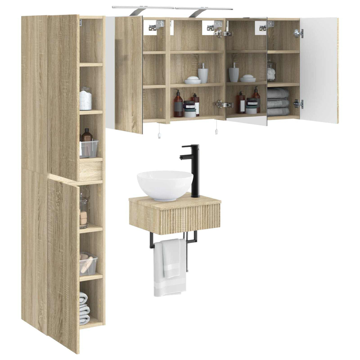 Set di mobili per il bagno 5 pz Rovere Sonoma | homemem39