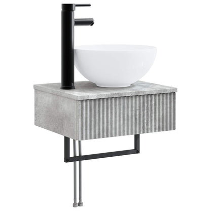 Set di mobili per il bagno 5 pz Grigio Cemento