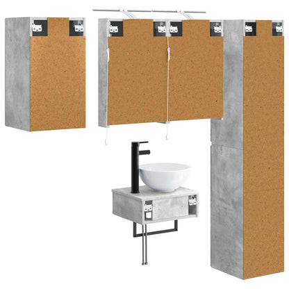 Set di mobili per il bagno 5 pz Grigio Cemento