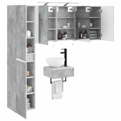 Set di mobili per il bagno 5 pz Grigio Cemento