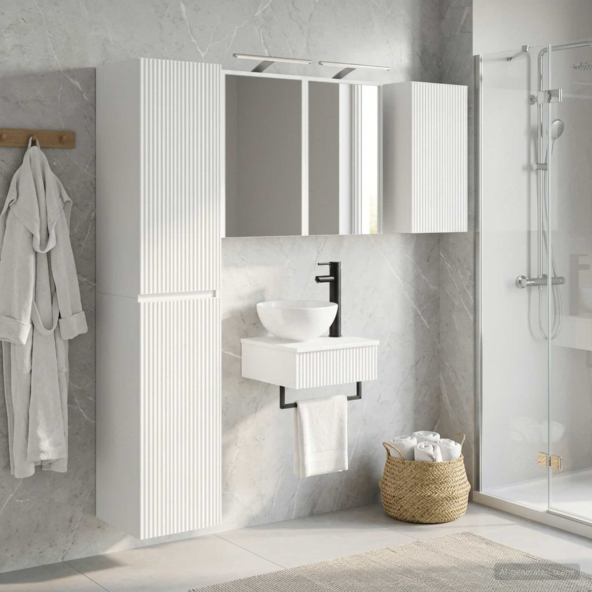 Set di mobili per il bagno 5 pz Bianco | homemem39
