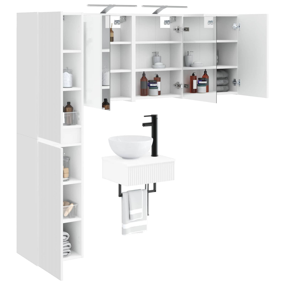 Set di mobili per il bagno 5 pz Bianco | homemem39