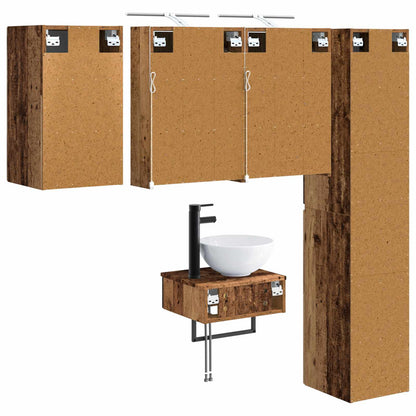 Set di mobili per il bagno 5 pz Legno antico | homemem39