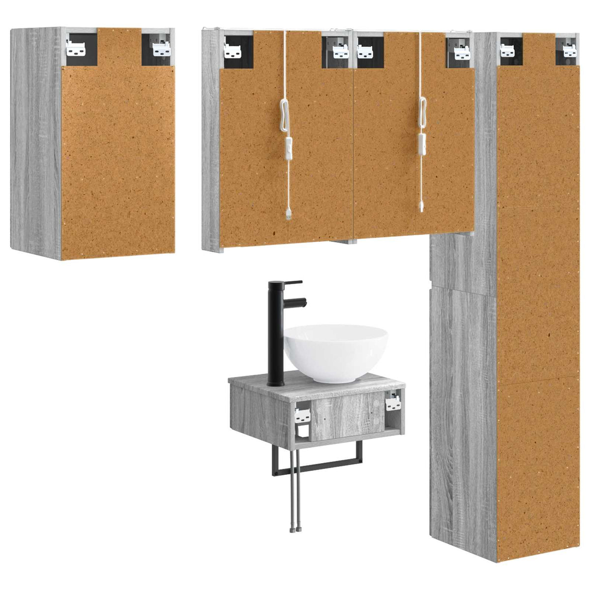 Set di mobili per il bagno 5 pz Sonoma grigio | homemem39