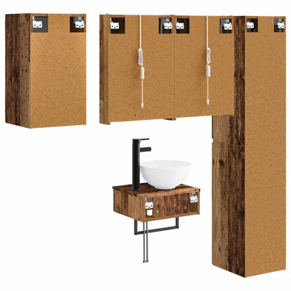 Set di mobili per il bagno 5 pz Legno antico | homemem39