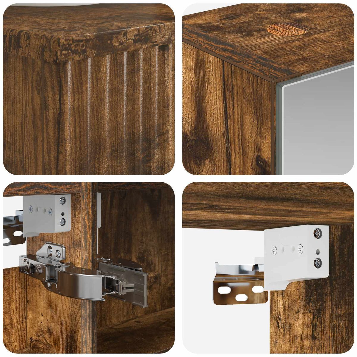 Set di mobili per il bagno 5 pz Rovere Fumo | homemem39