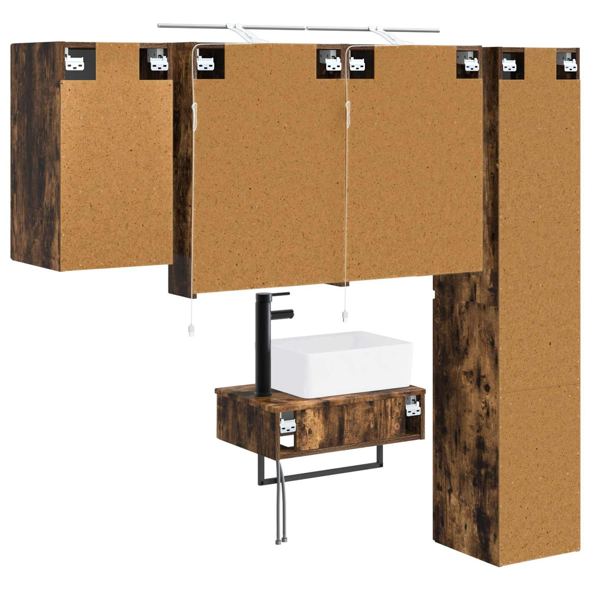 Set di mobili per il bagno 5 pz Rovere Fumo | homemem39