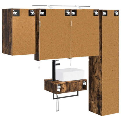 Set di mobili per il bagno 5 pz Rovere Fumo | homemem39