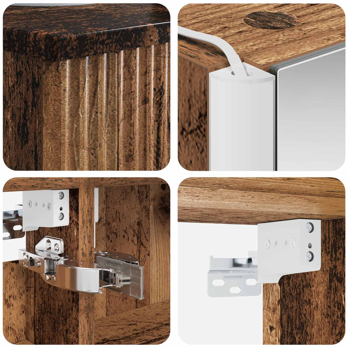 Set di mobili per il bagno 5 pz Legno antico | homemem39