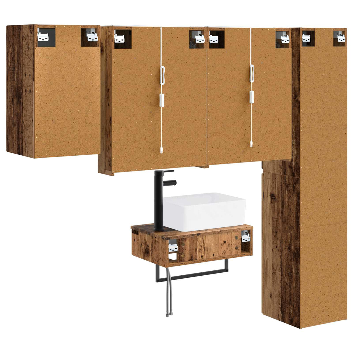 Set di mobili per il bagno 5 pz Legno antico | homemem39