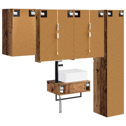 Set di mobili per il bagno 5 pz Legno antico | homemem39