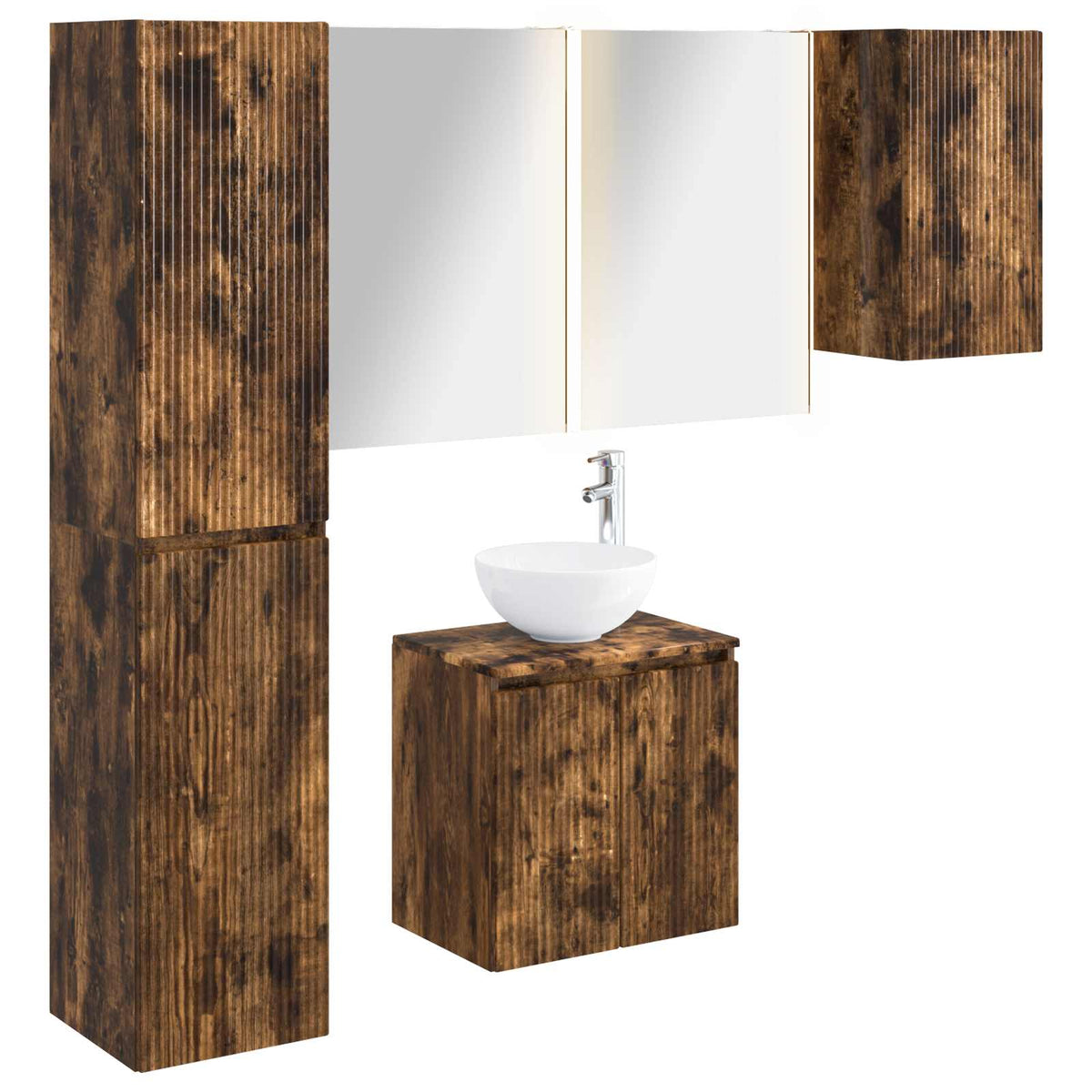 Set di Armadi da Bagno 5 pz Rovere Fumo Legno ingegnerizzato | homemem39