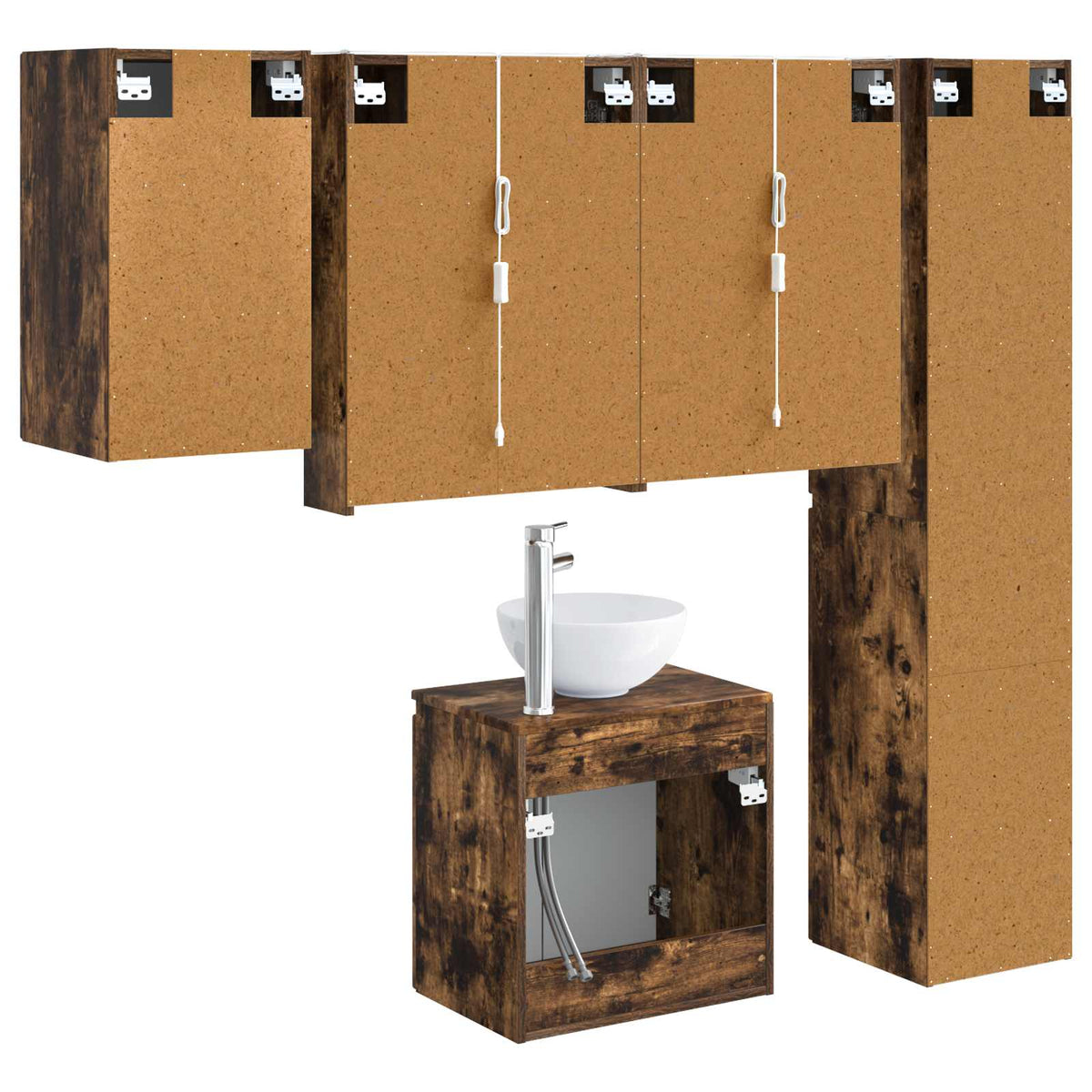 Set di Armadi da Bagno 5 pz Rovere Fumo Legno ingegnerizzato | homemem39